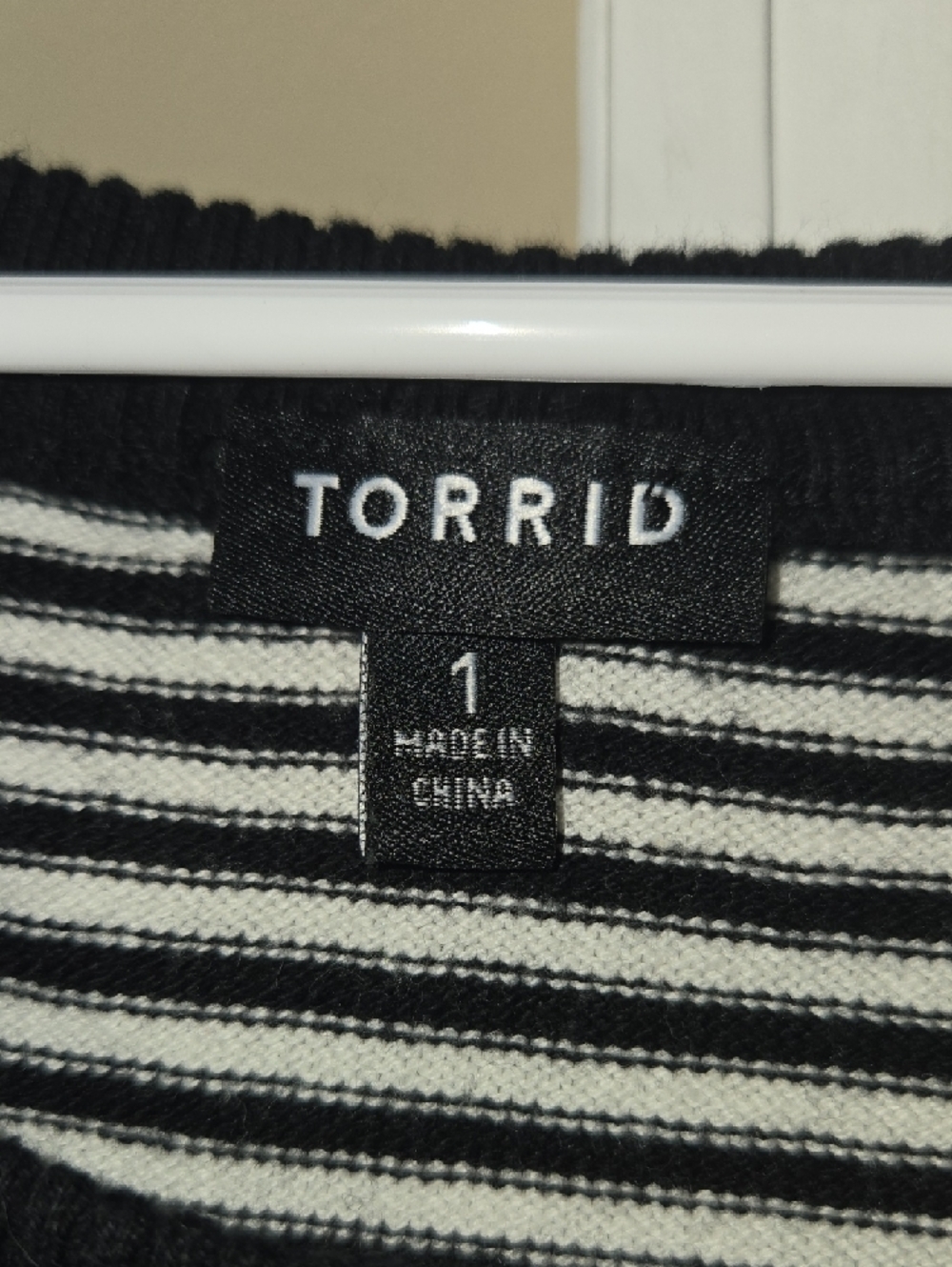 torrid Black & White Striped Sweater with Skull Elbow Patches - Picture 2 of 3